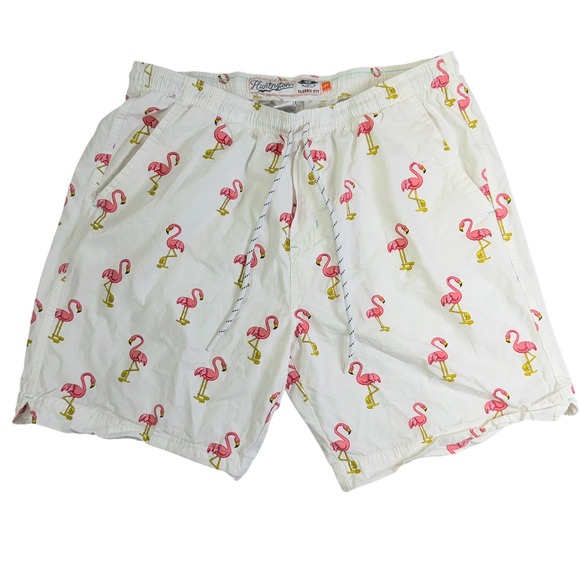 Huntington Beach Club Other - Huntington Beach Club Shorts Mens L 34 White Pink Flamingo Print HS9H06